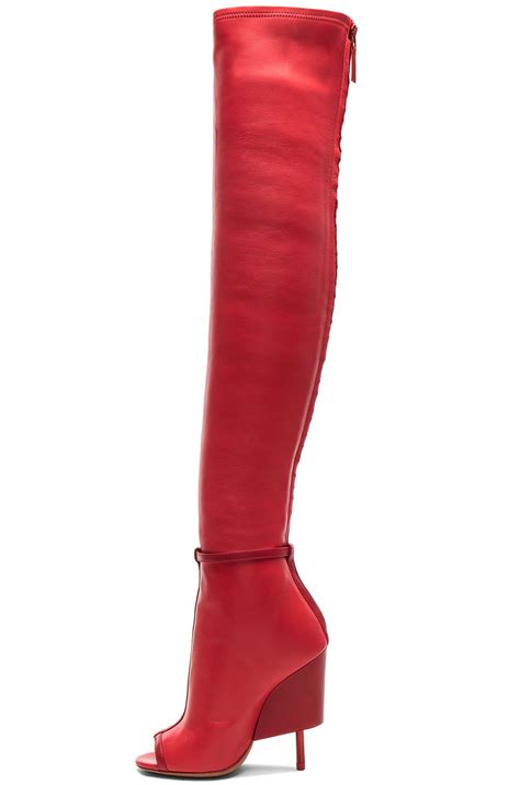 givenchy red hot leather snake skin boots|givenchy thigh high sock boots.